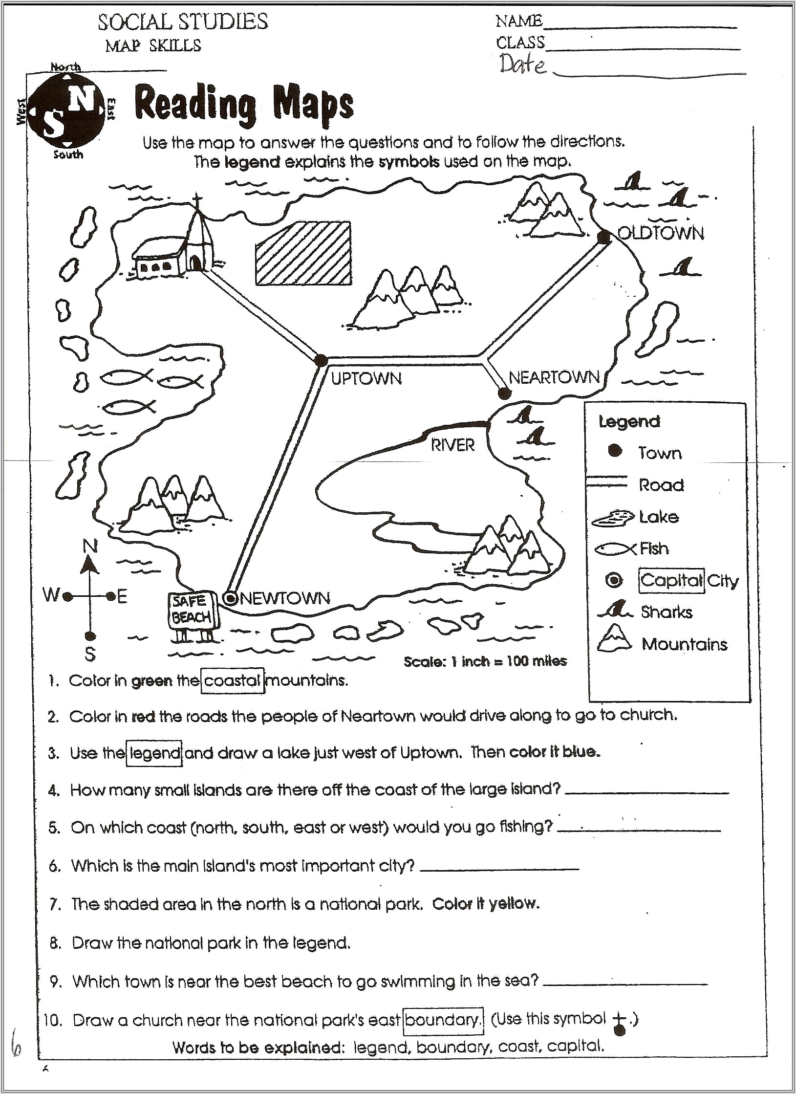 Cardinal Directions Worksheets For 2nd Grade