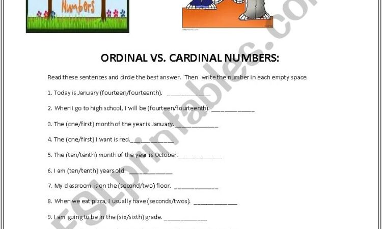 Cardinal Vs Ordinal Numbers Worksheet