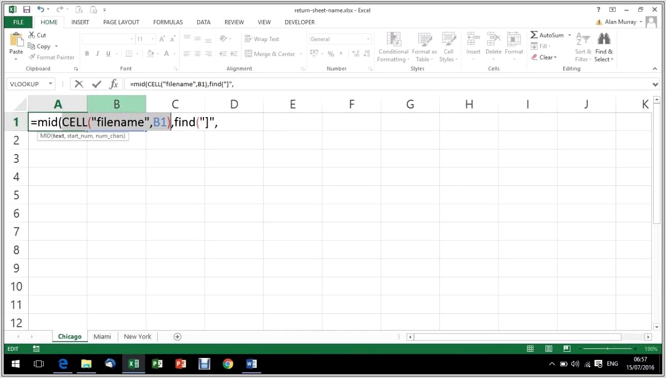 Change Sheet Name Automatically Excel