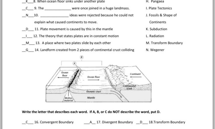 Chapter 22 Plate Tectonics Worksheet