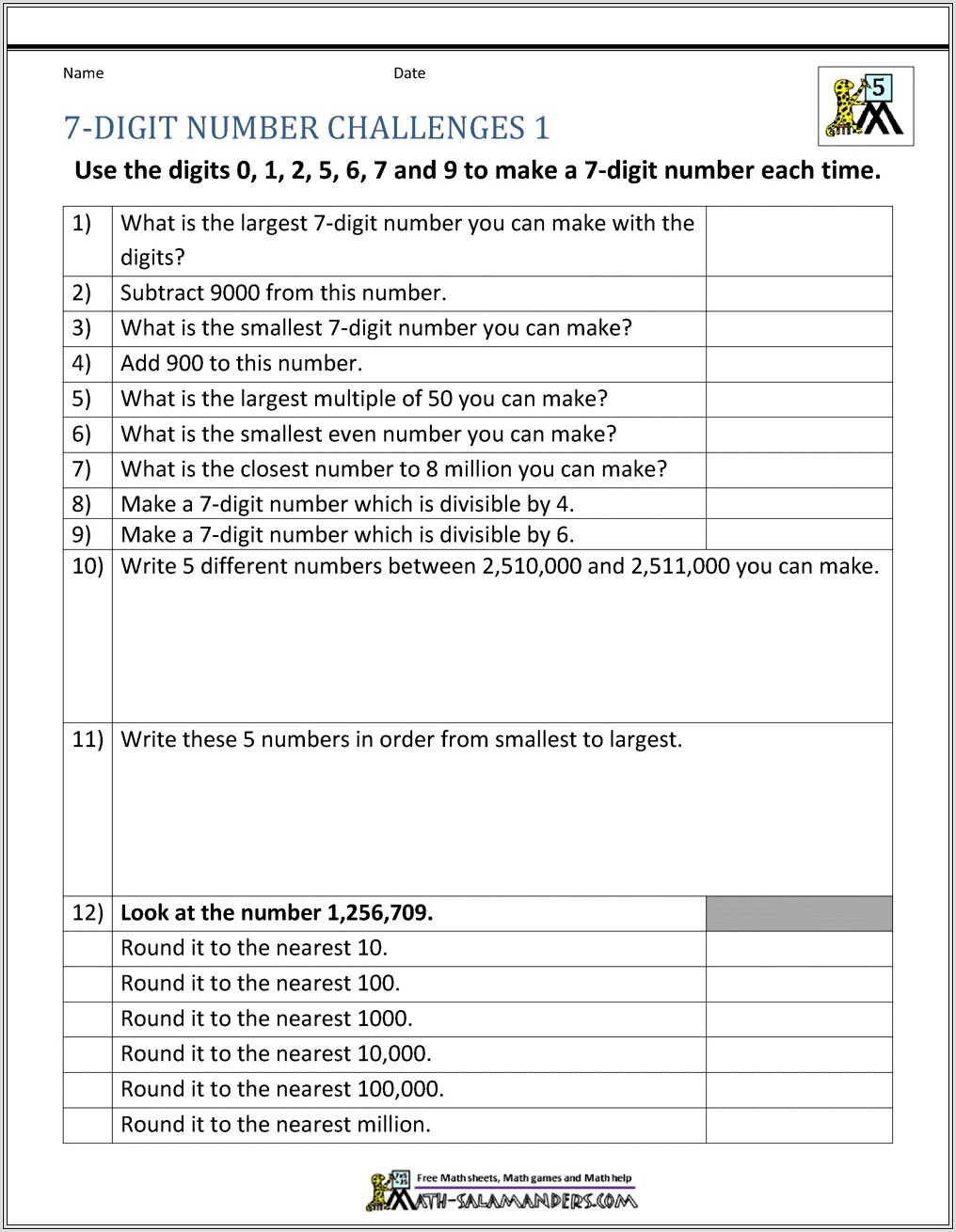 Chapter 3 Worksheet Numbers Large And Small