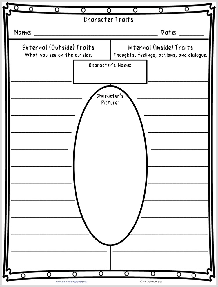 Character Traits Worksheet For 3rd Grade