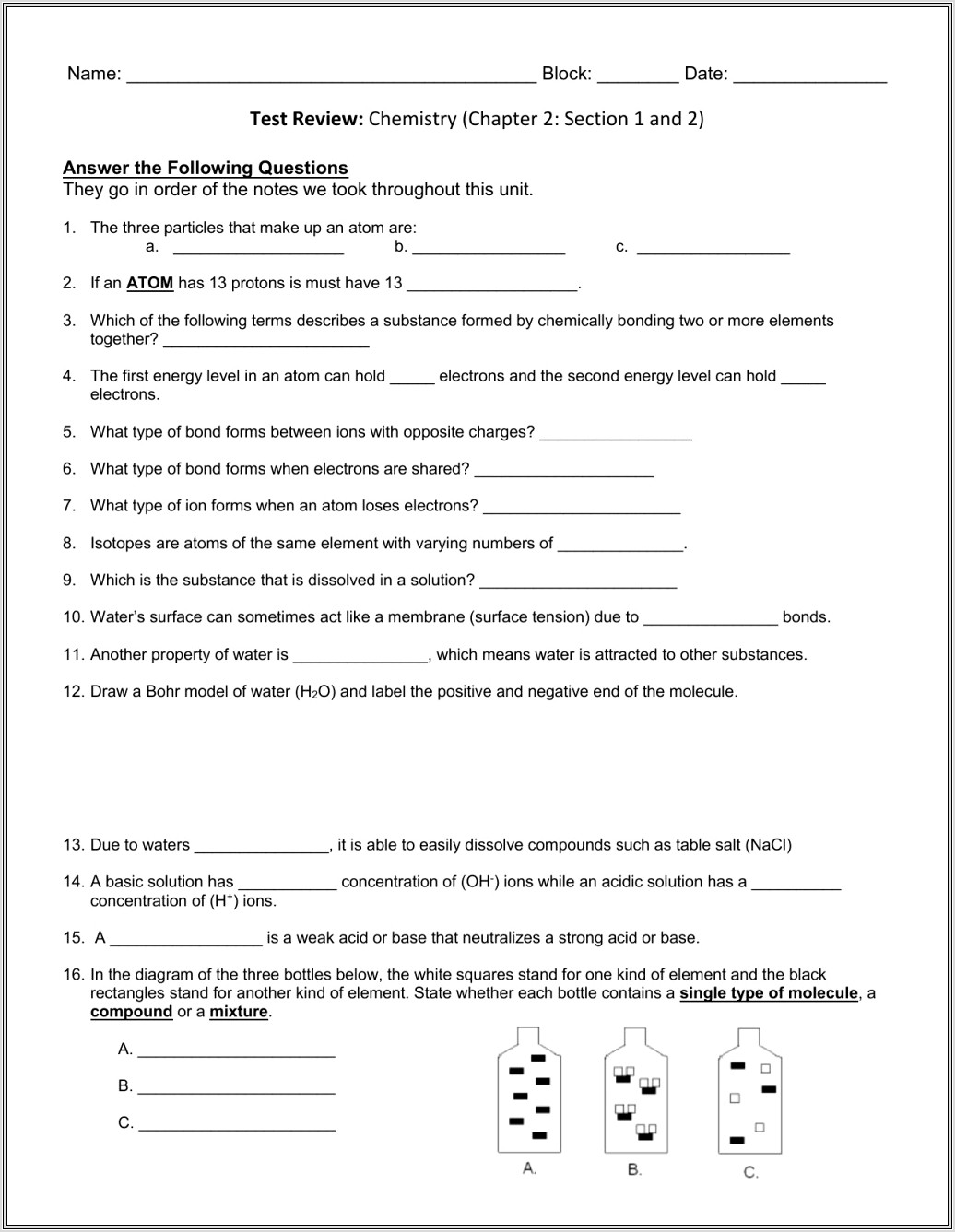 Chemical Word Equations Worksheet With Answers