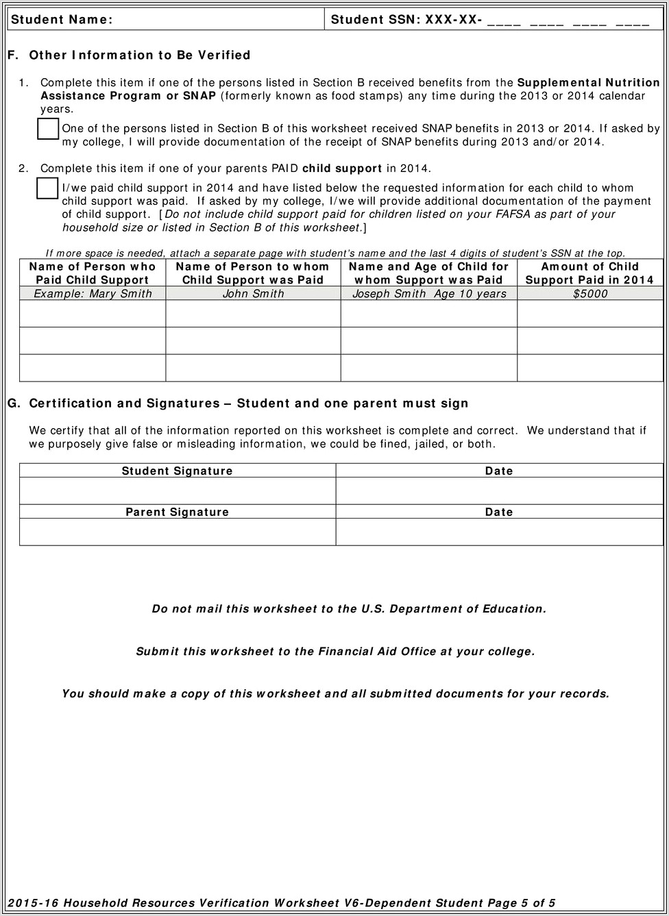 Child Care Worksheet 2014