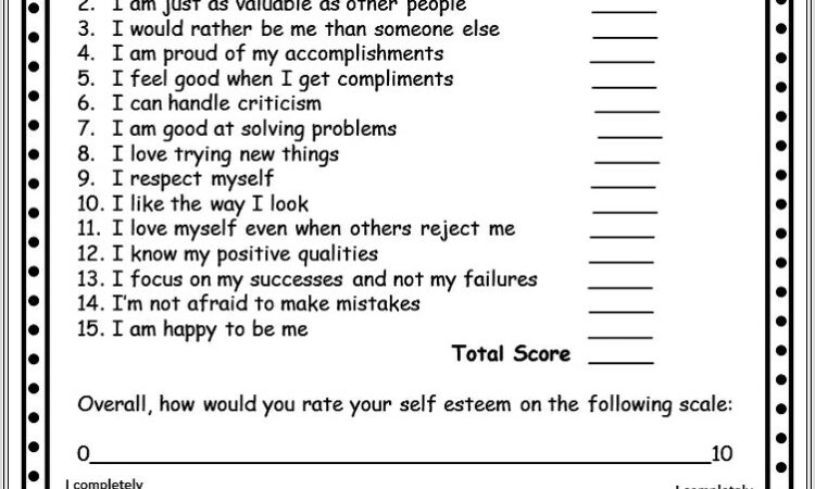 Child Self Esteem Worksheet