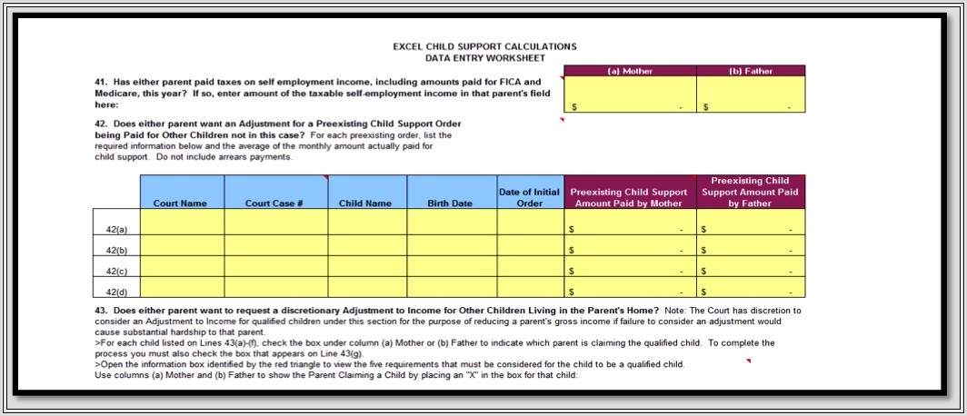 Child Support Calculation Worksheet Ohio