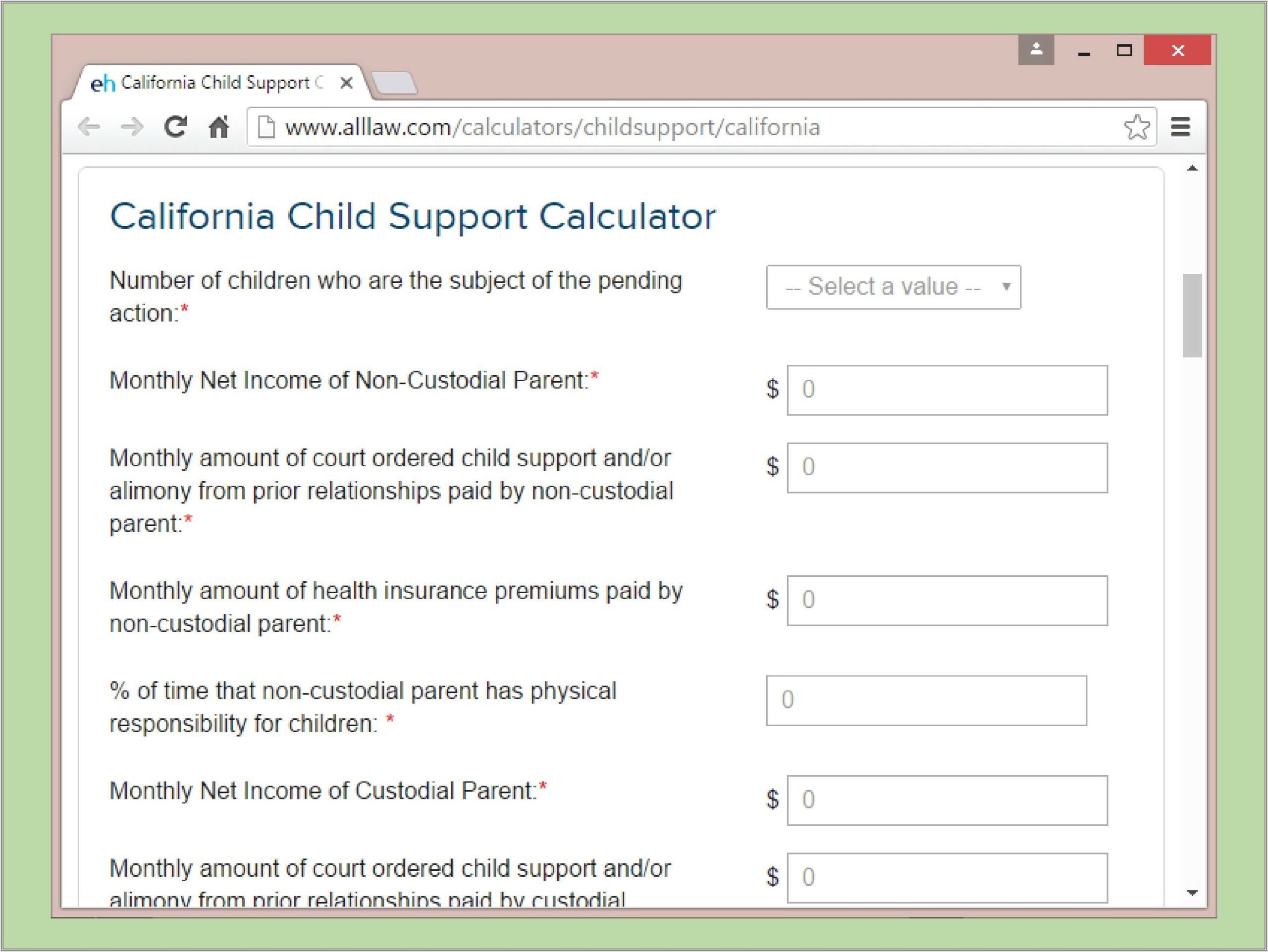 Child Support Expenses Worksheet California