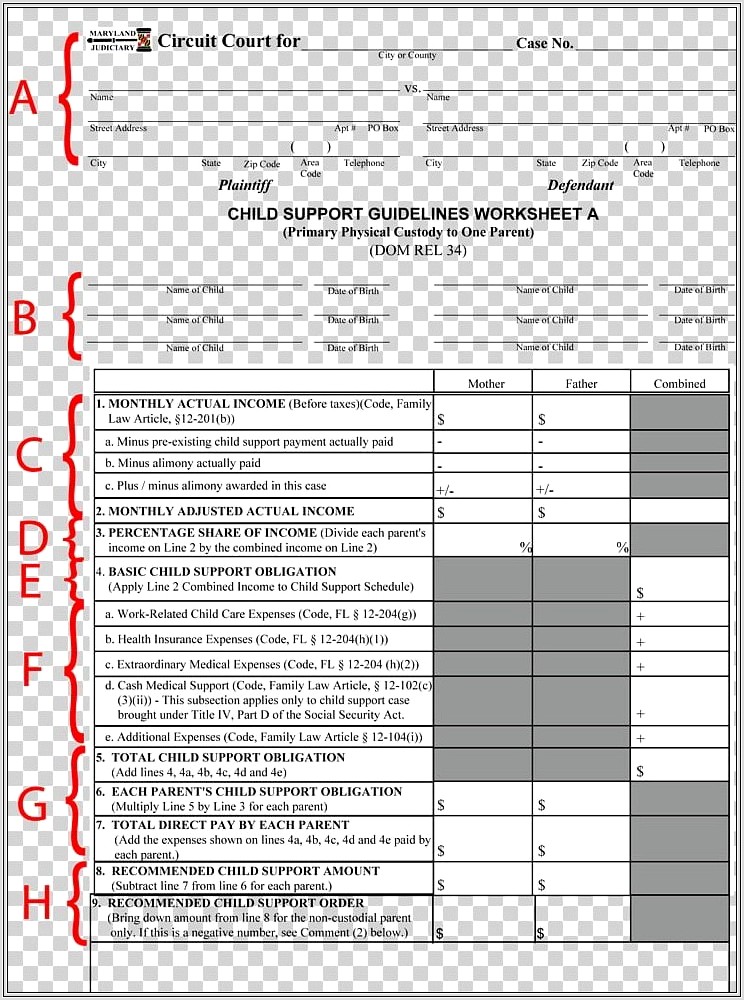Child Support Guidelines Worksheet Oklahoma