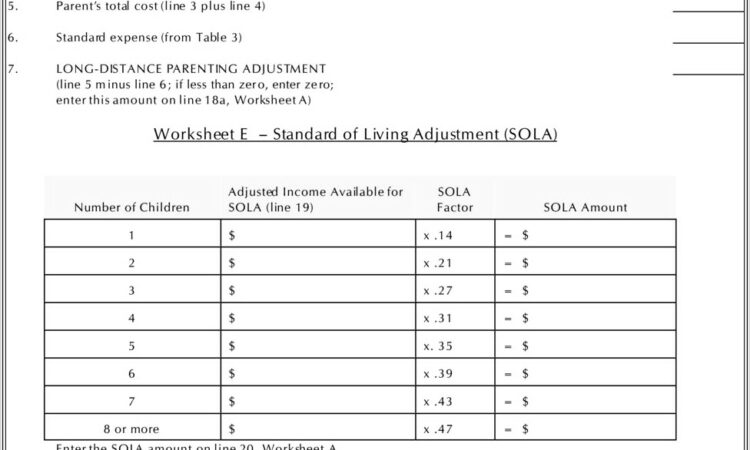 Child Support Worksheet A