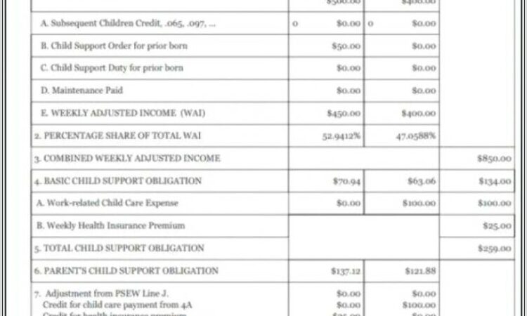 Child Support Worksheet B Louisiana