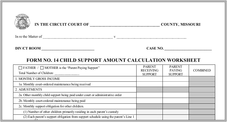 Child Support Worksheet Ct