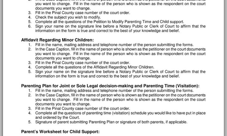 Child Support Worksheet For Arizona