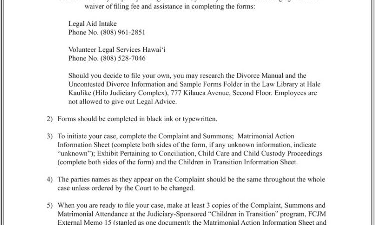 Child Support Worksheet Hawaii