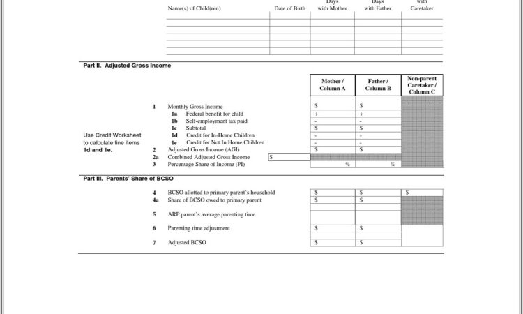 Child Support Worksheet In Tn