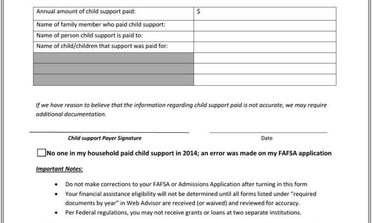 Child Support Worksheet La