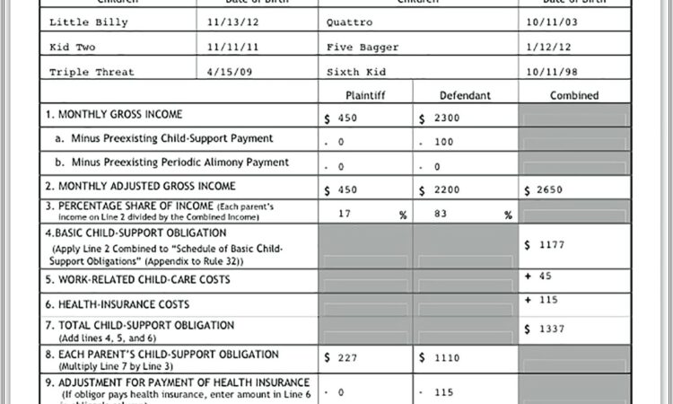 Child Support Worksheet Louisiana