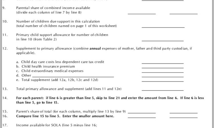 Child Support Worksheet Montana