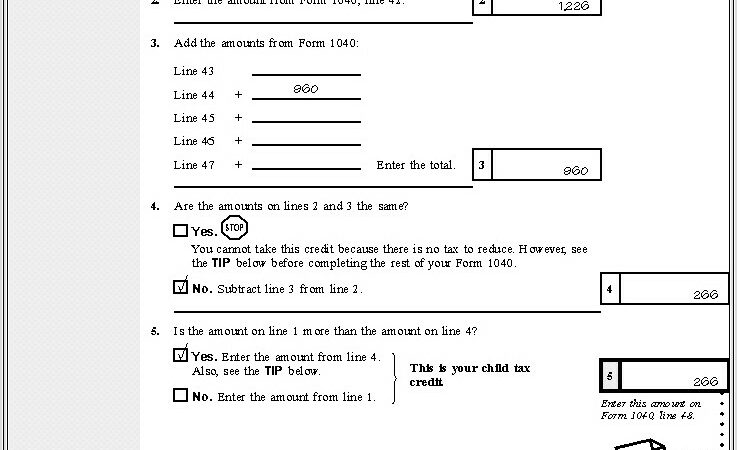 Child Tax Credit Worksheet Example