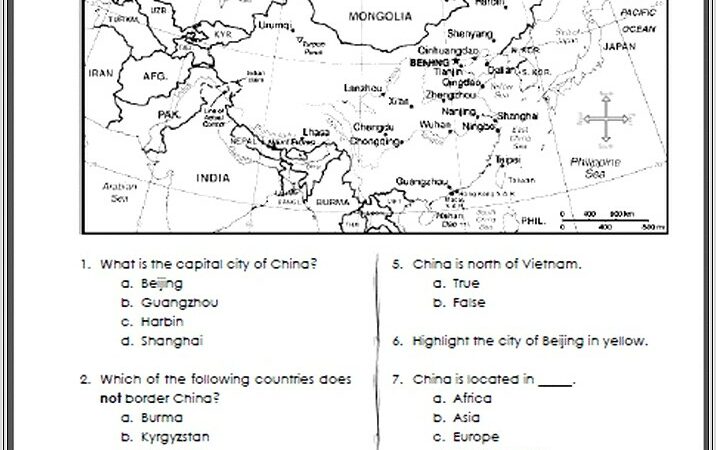 China Map Worksheet Pdf