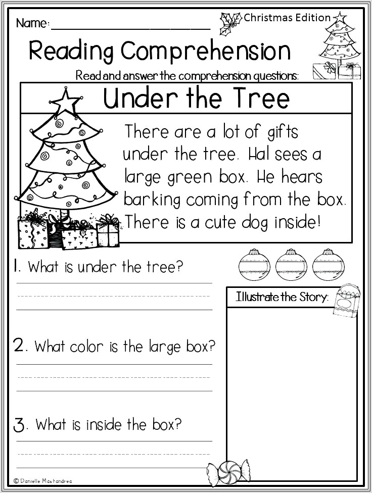 Christmas First Grade Reading Worksheets