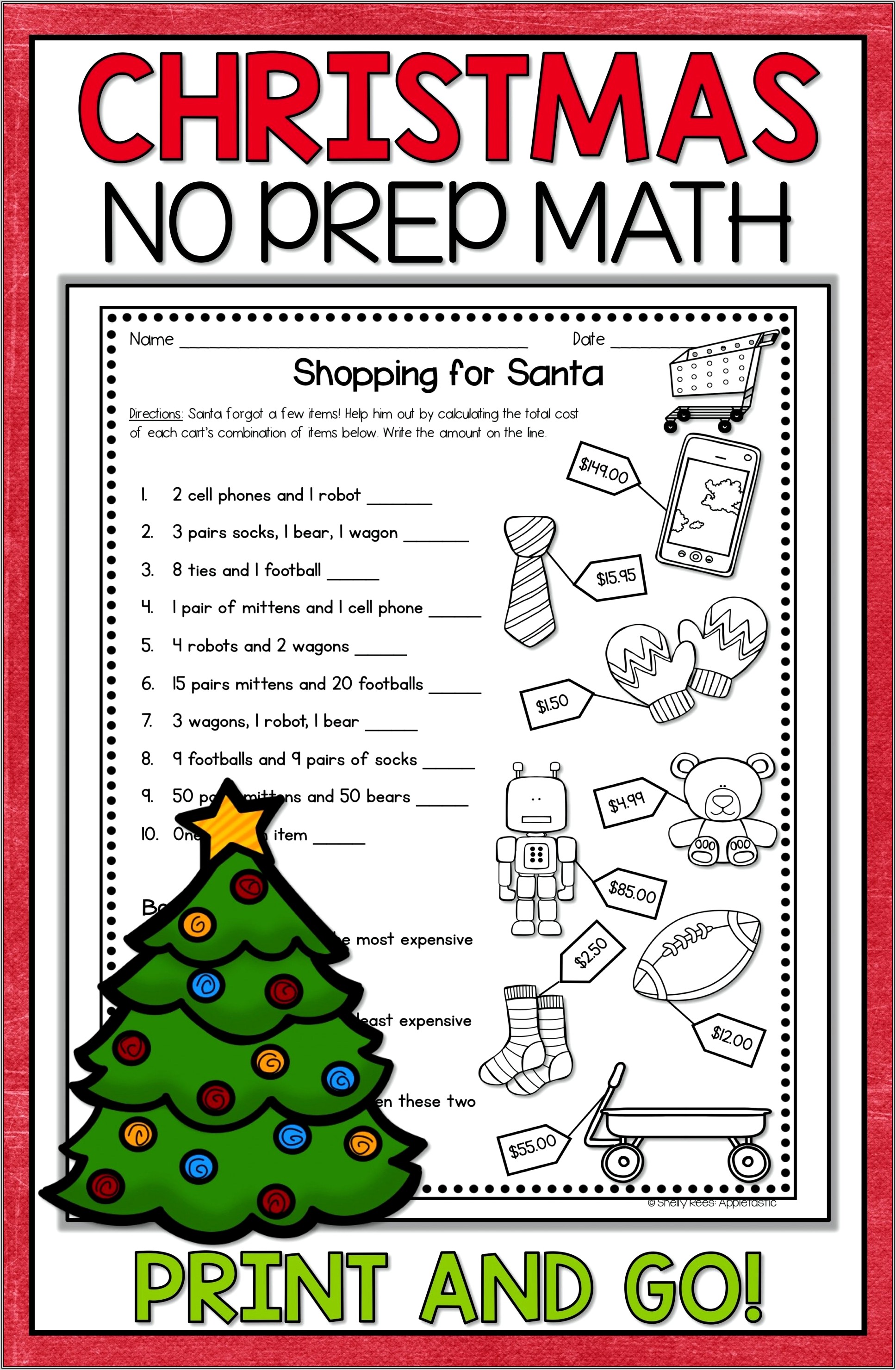 Christmas Math Puzzle Worksheet