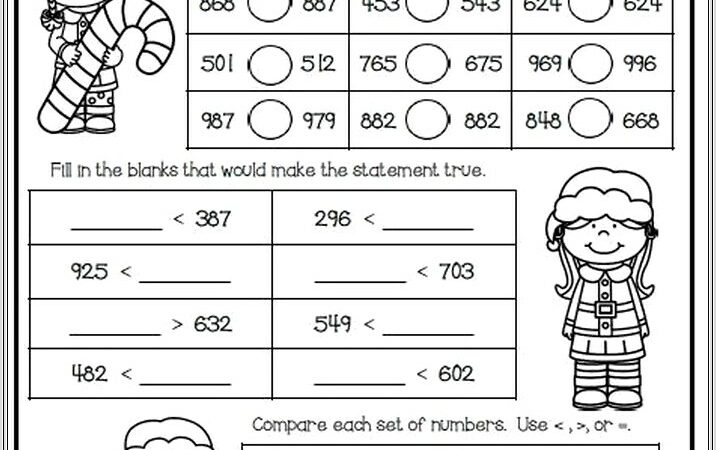 Christmas Math Worksheet For Second Grade