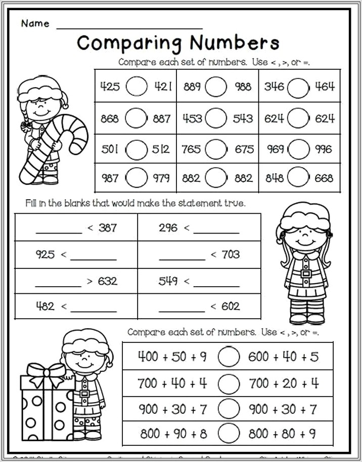 Christmas Math Worksheet For Second Grade