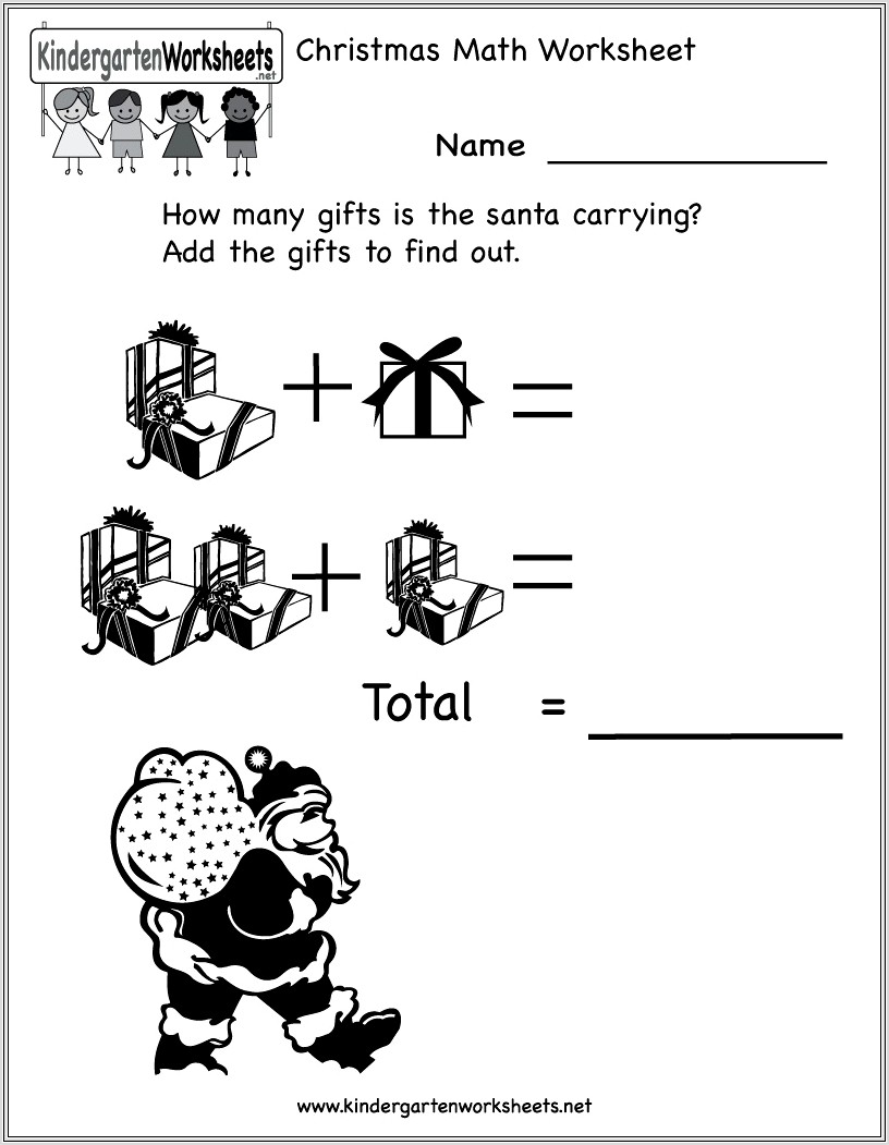 Christmas Math Worksheet Kindergarten