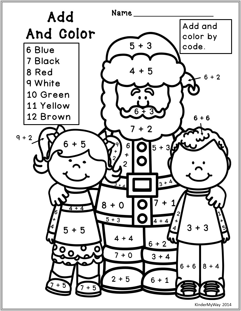 Christmas Math Worksheets Color By Number