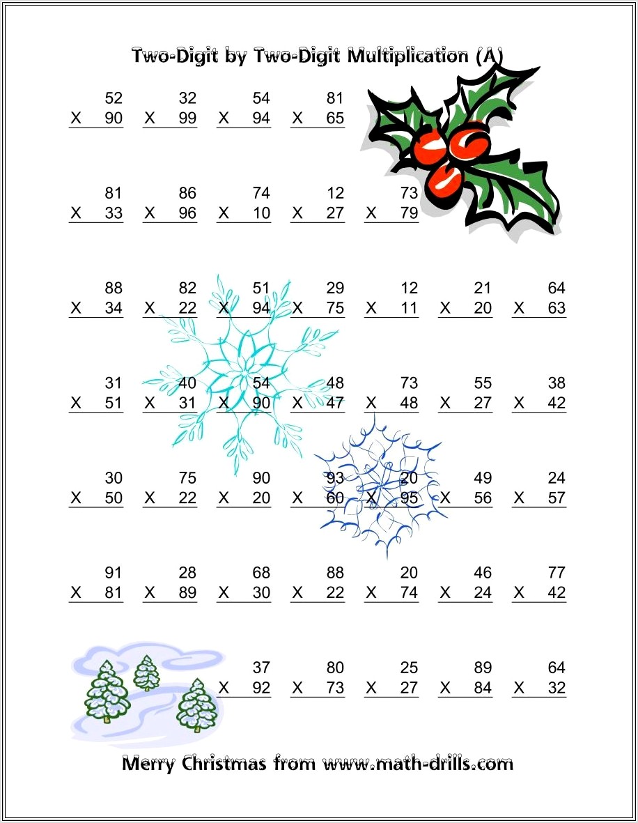 Christmas Math Worksheets Double Digit Addition