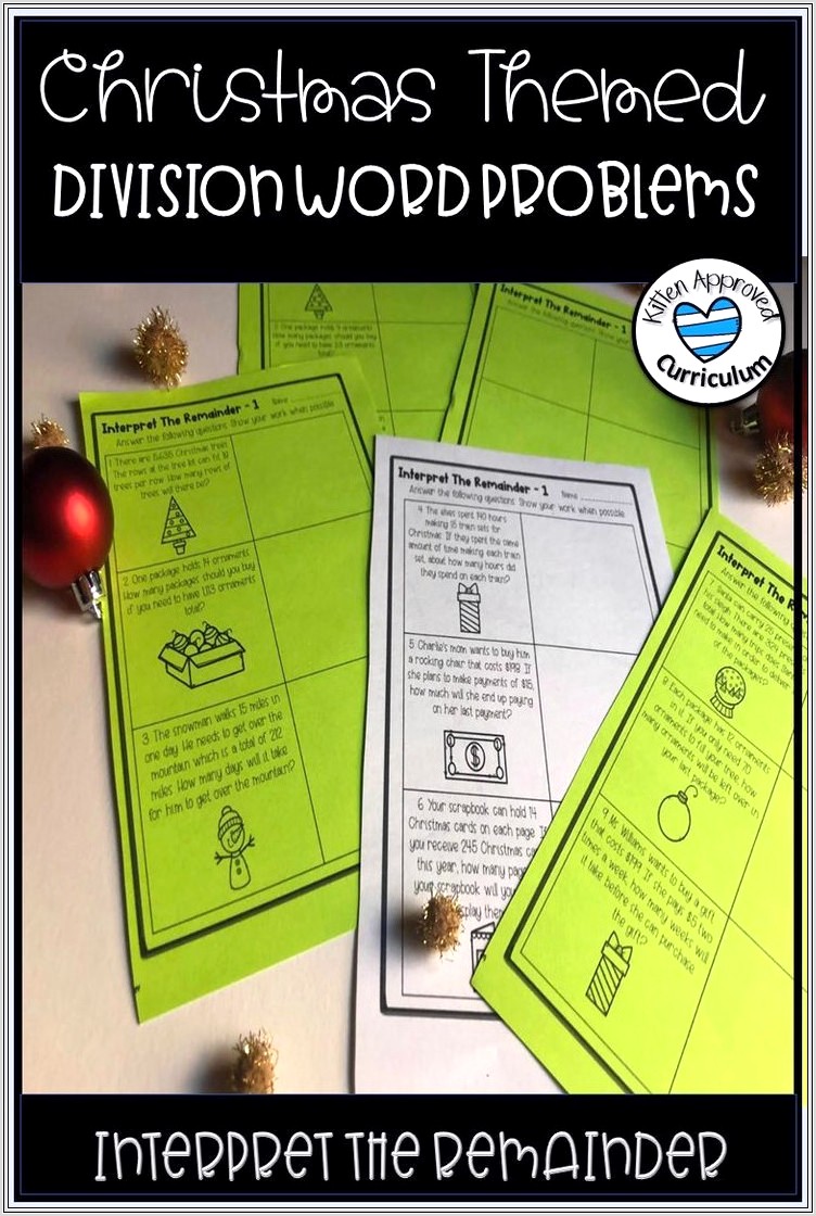 Christmas Math Worksheets Word Problems