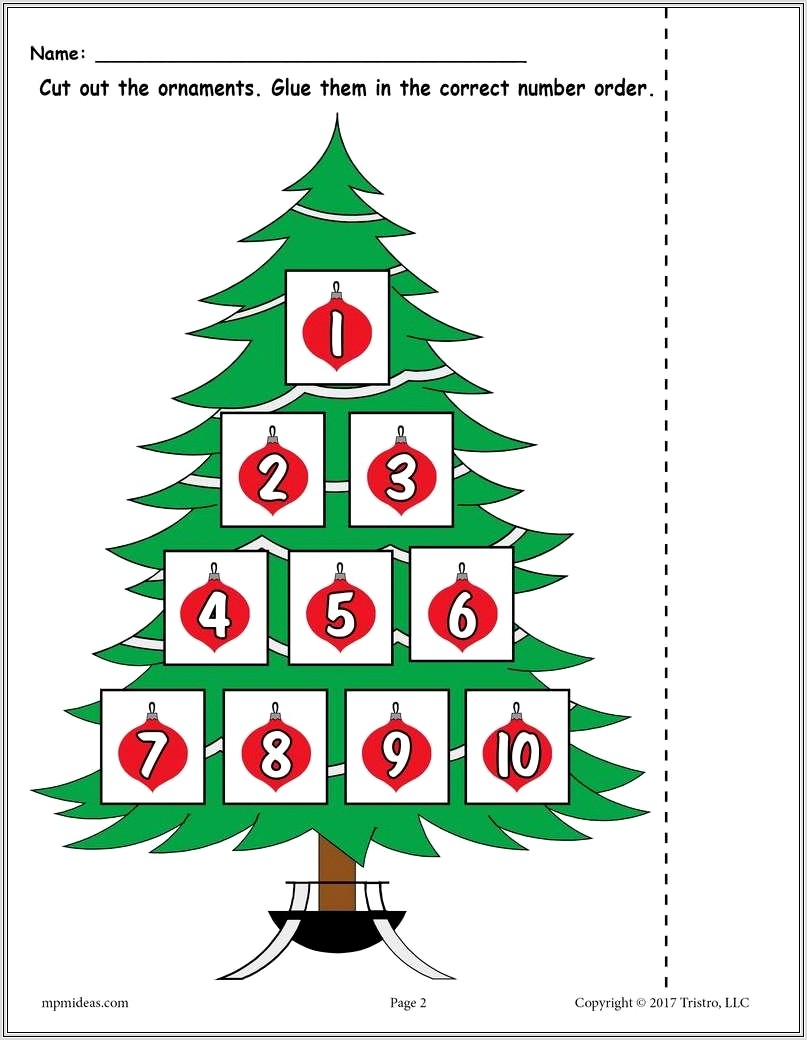 Christmas Ordering Numbers Worksheet