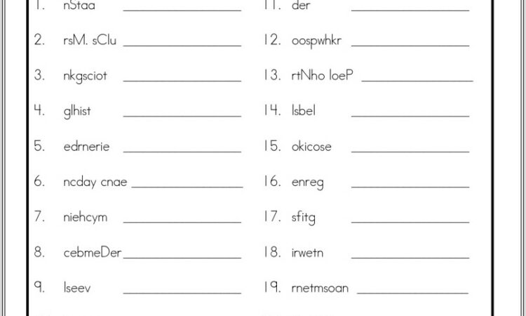 Christmas Word Scramble Worksheet And Answers