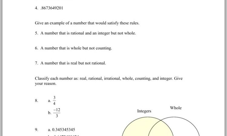 Classifying Rational Numbers Worksheet