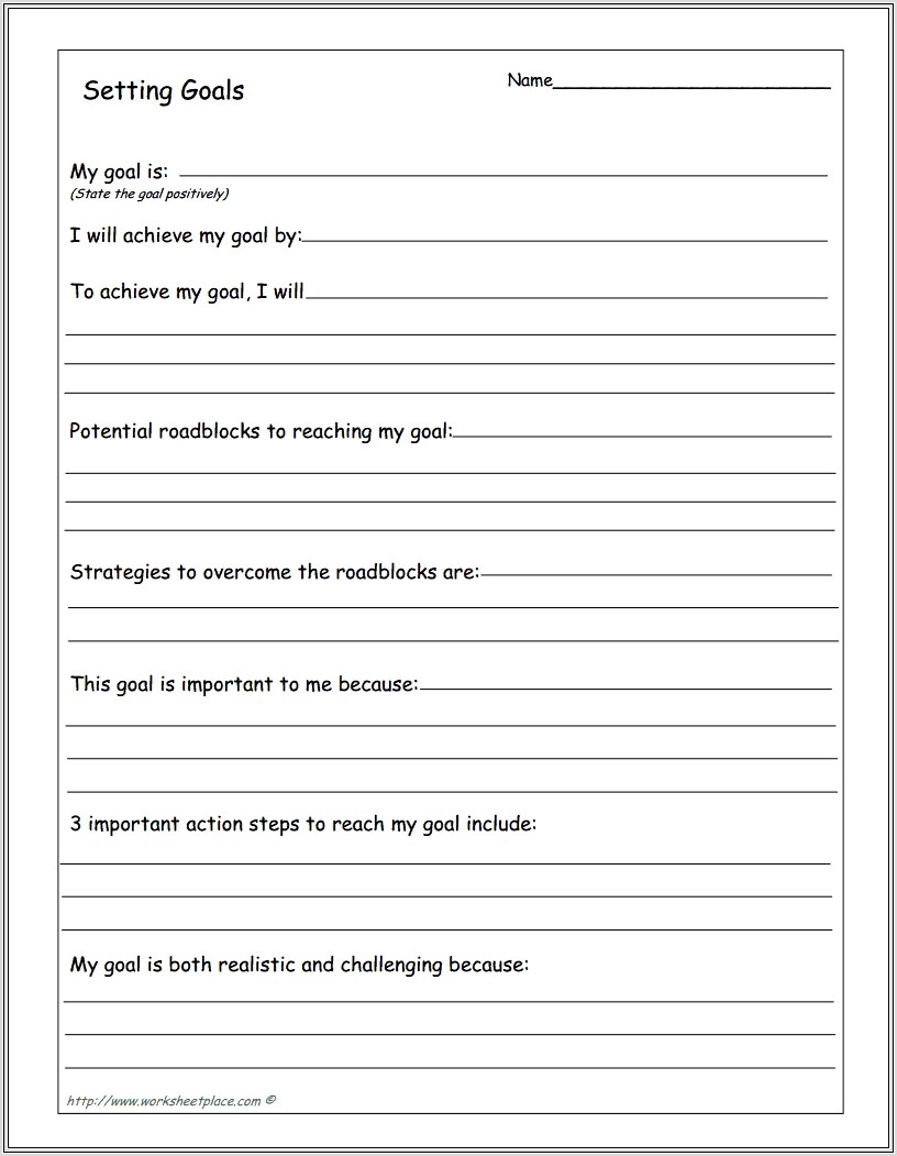 Classroom Goal Setting Worksheet