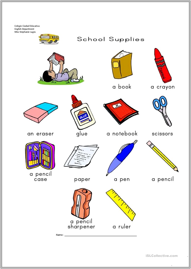 Classroom Items Worksheets Esl