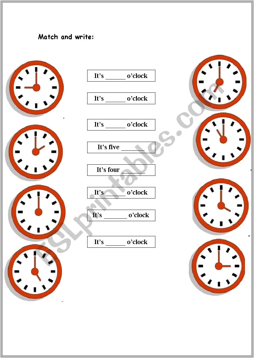 Clock Worksheet Write The Time