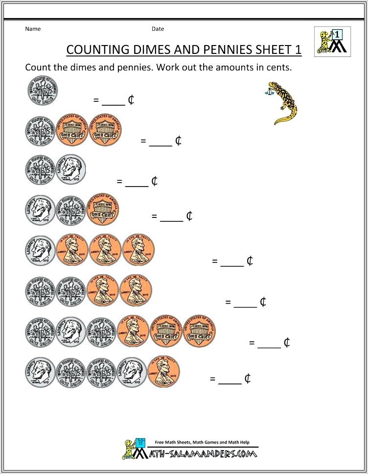 Coins Worksheet Second Grade