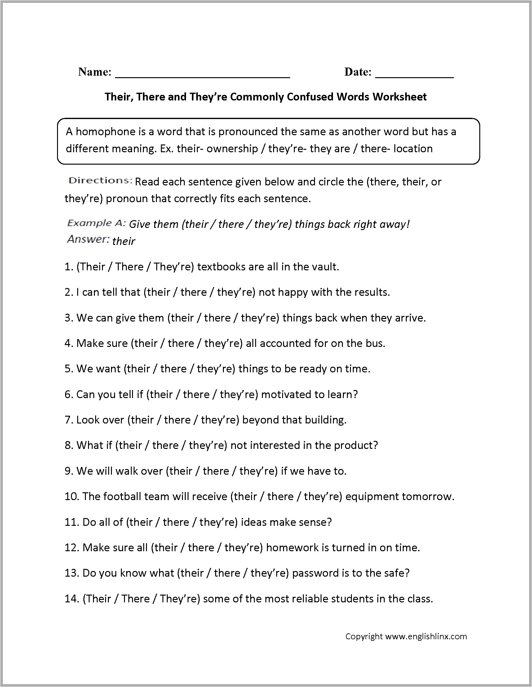Commonly Confused Words Worksheet High School Pdf