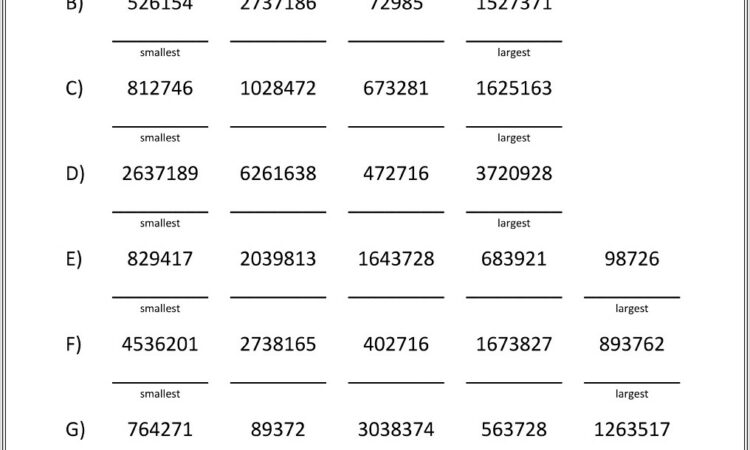 Comparing And Ordering Numbers Worksheets Year 1