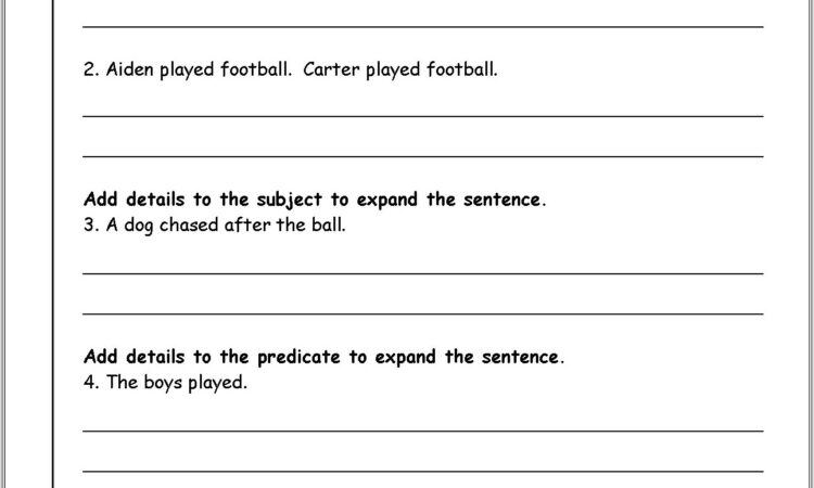 Complete Sentences Worksheet Grade 4