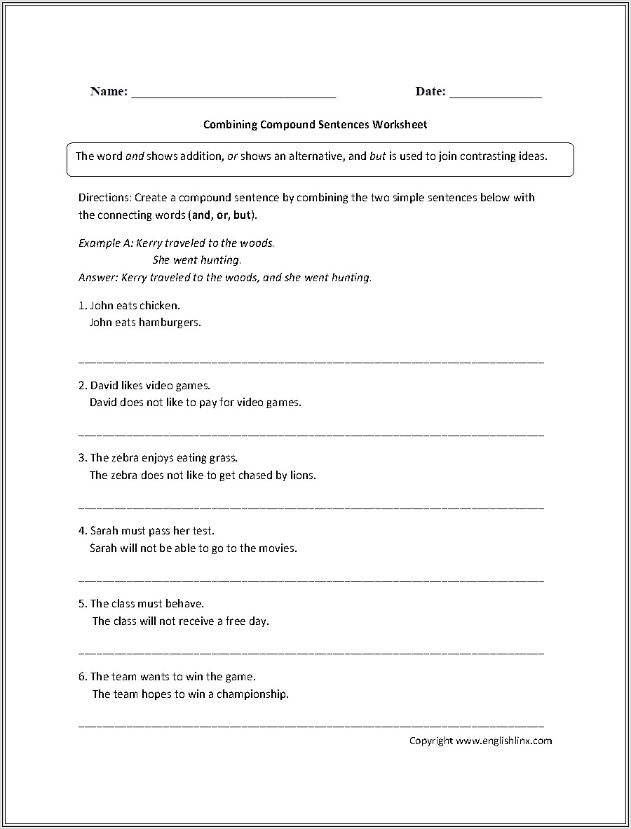 Complete Sentences Worksheets For Middle School