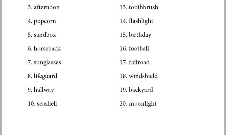 Compound Word Worksheet For Third Grade