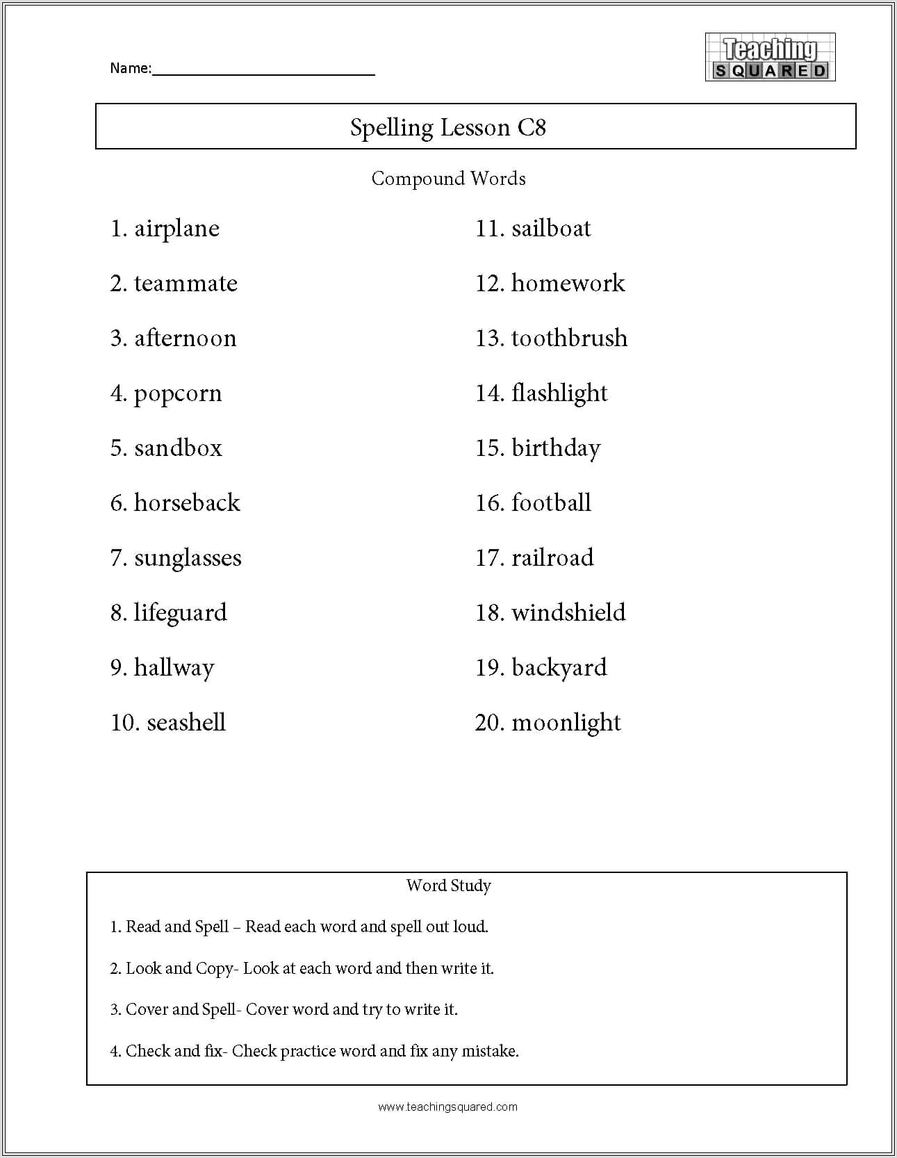 Compound Word Worksheet For Third Grade