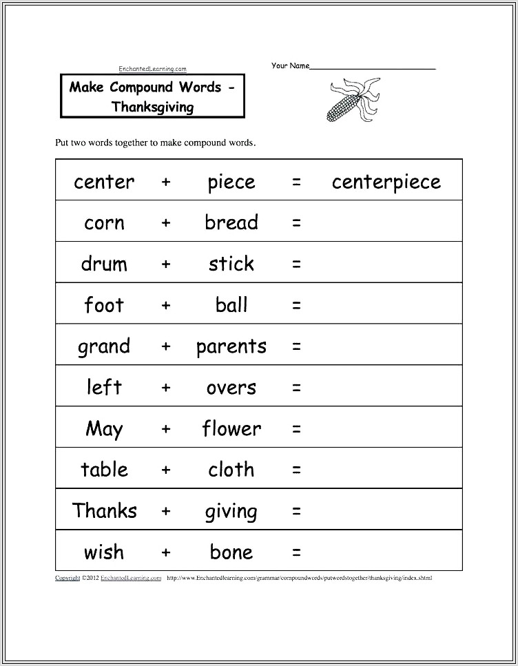 Compound Word Worksheet Grade 4