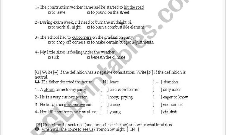 Compound Words Quiz Worksheet