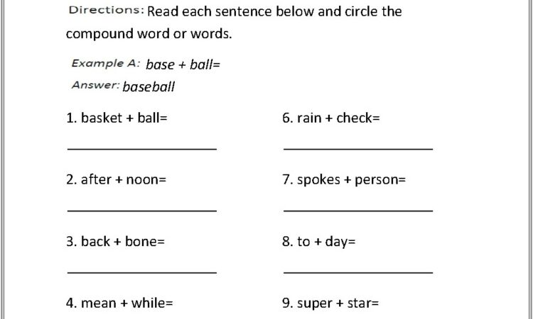 Compound Words Worksheet For 4th Grade