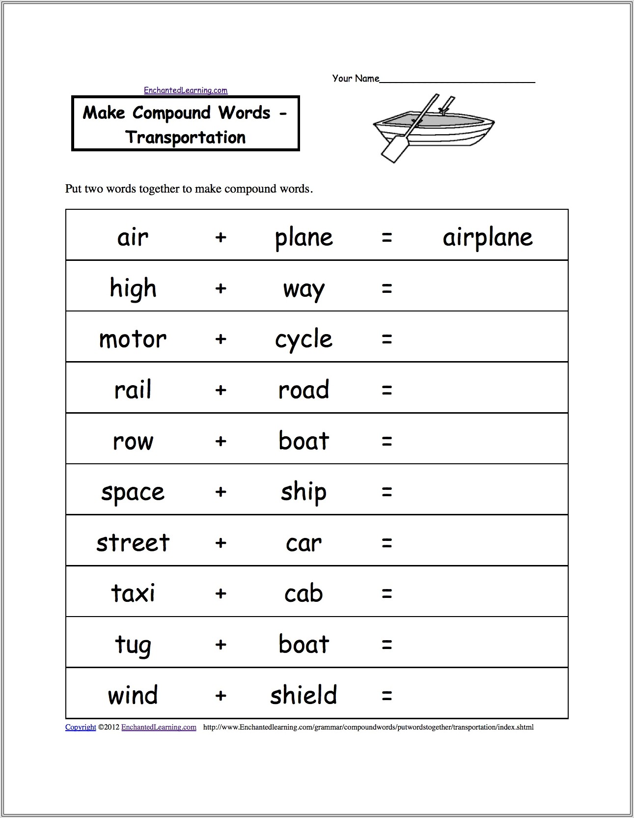 Compound Words Worksheet For College