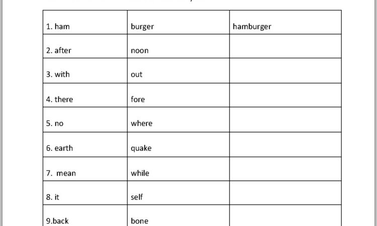 Compound Words Worksheet Grade 4 Pdf