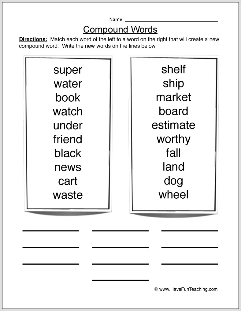 Compound Words Worksheet Pictures